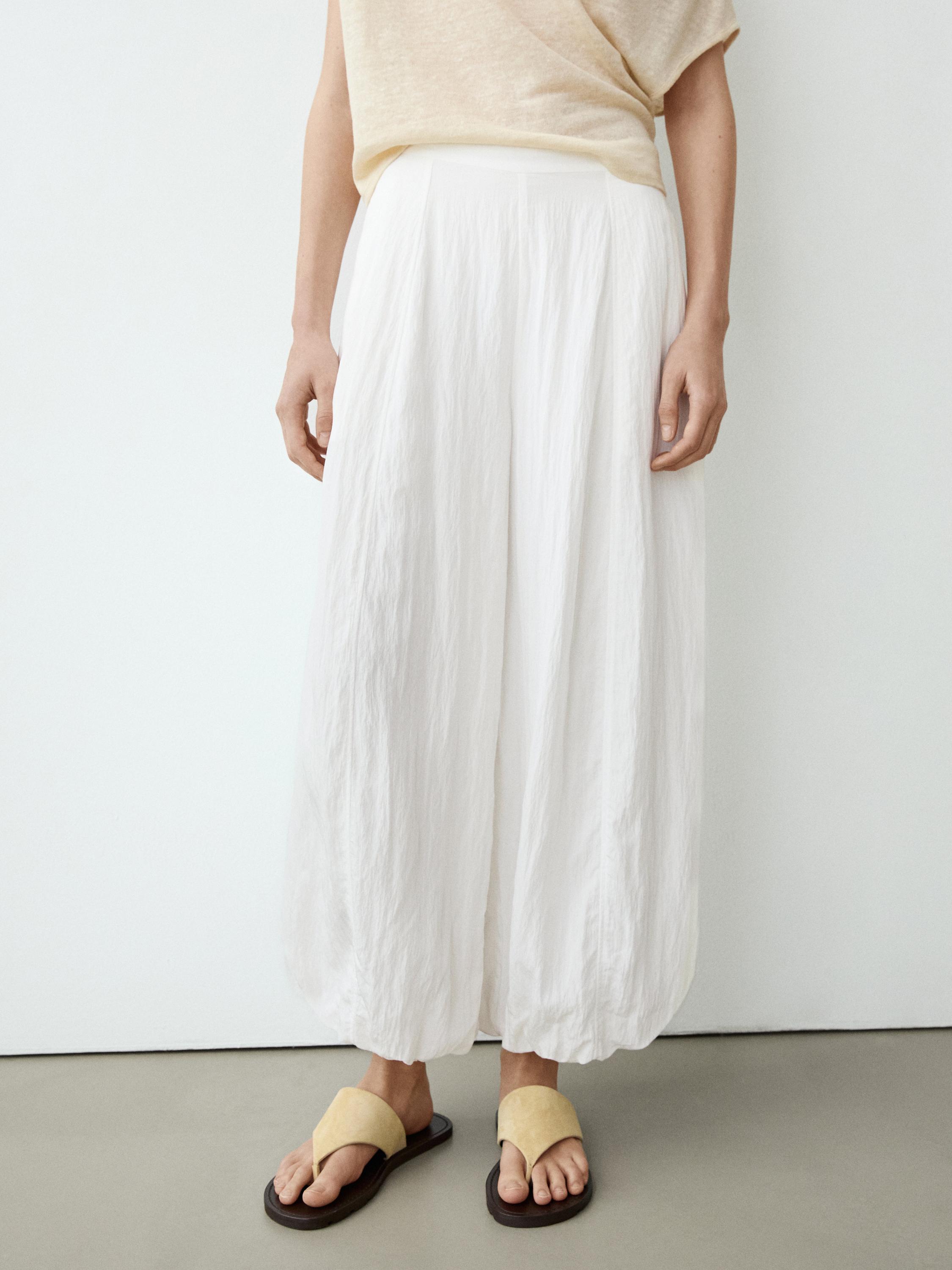 Flowing sarouel trousers with textured detail